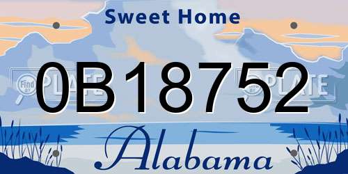 0B18752 Alabama License Plate