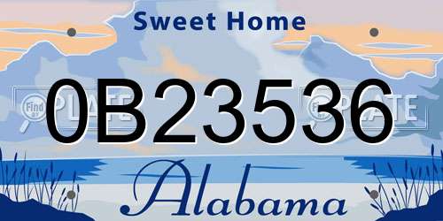 0B23536 Alabama License Plate