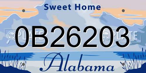 0B26203 Alabama License Plate