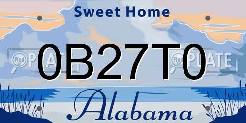 0B27T0 Alabama License Plate