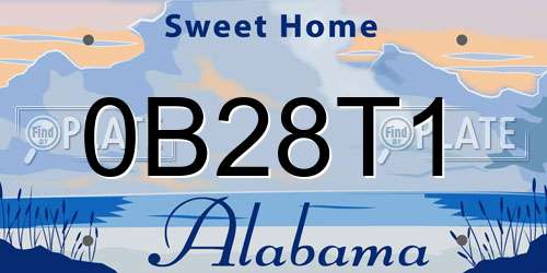 0B28T1 Alabama License Plate
