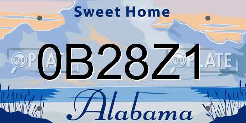 0B28Z1 Alabama License Plate