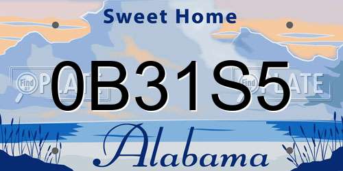 0B31S5 Alabama License Plate