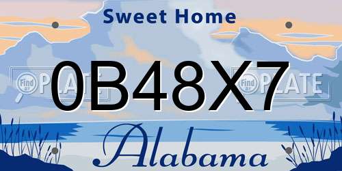 0B48X7 Alabama License Plate