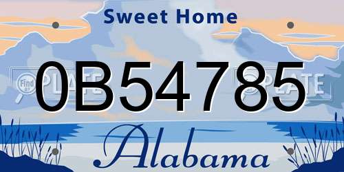 0B54785 Alabama License Plate