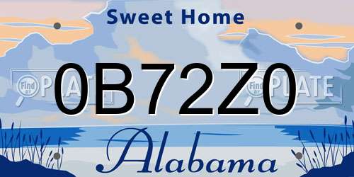 0B72Z0 Alabama License Plate
