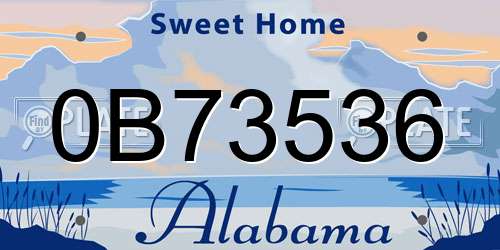0B73536 Alabama License Plate
