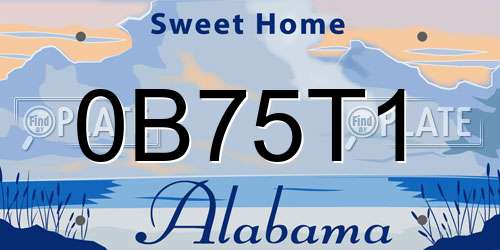 0B75T1 Alabama License Plate
