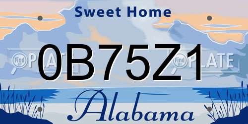 0B75Z1 Alabama License Plate
