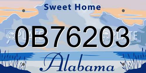 0B76203 Alabama License Plate