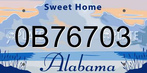 0B76703 Alabama License Plate