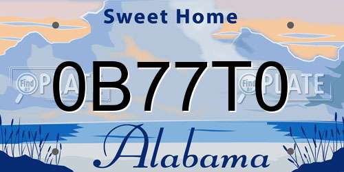 0B77T0 Alabama License Plate