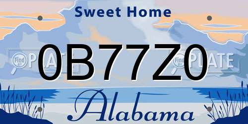 0B77Z0 Alabama License Plate