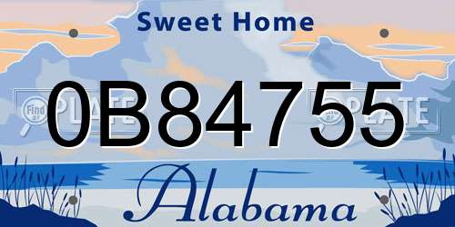 0B84755 Alabama License Plate