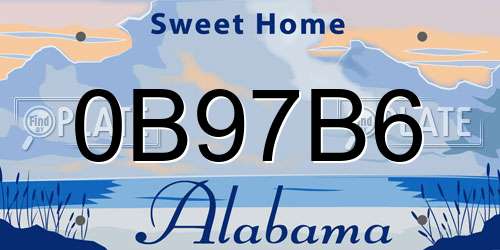 0B97B6 Alabama License Plate