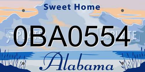 0BA0554 Alabama License Plate