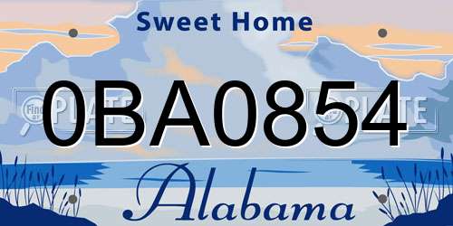 0BA0854 Alabama License Plate