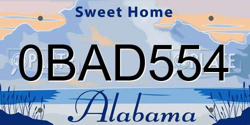 0BAD554 Alabama License Plate