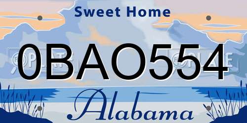 0BAO554 Alabama License Plate