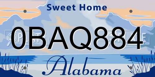 0BAQ884 Alabama License Plate