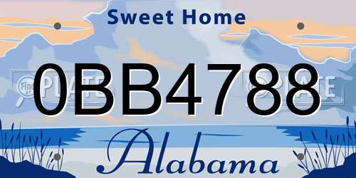 0BB4788 Alabama License Plate