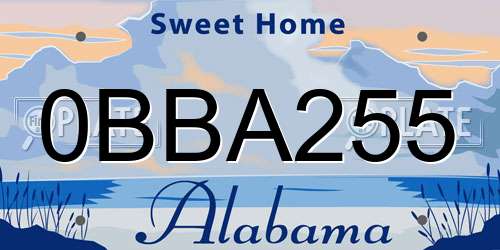 0BBA255 Alabama License Plate
