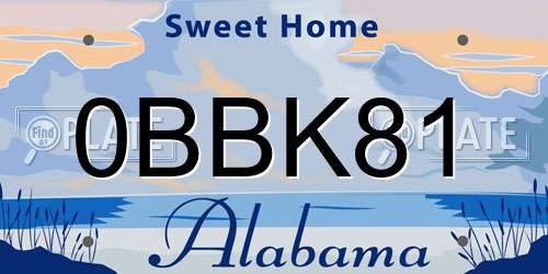 0BBK81 Alabama License Plate
