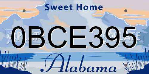 0BCE395 Alabama License Plate