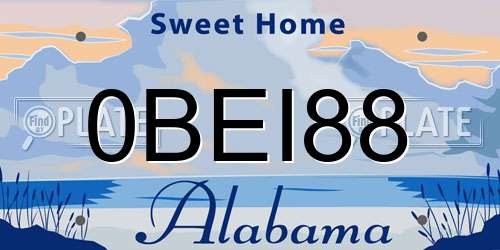 0BEI88 Alabama License Plate