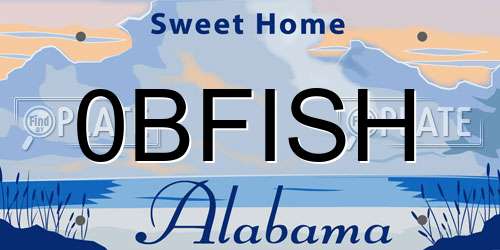 0BFISH Alabama License Plate