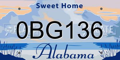 0BG136 Alabama License Plate