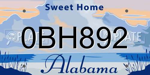 0BH892 Alabama License Plate