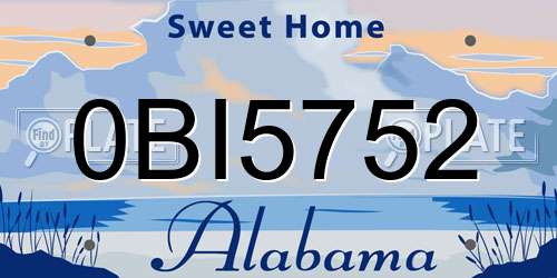 0BI5752 Alabama License Plate