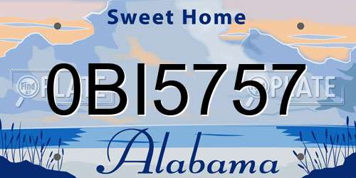 0BI5757 Alabama License Plate