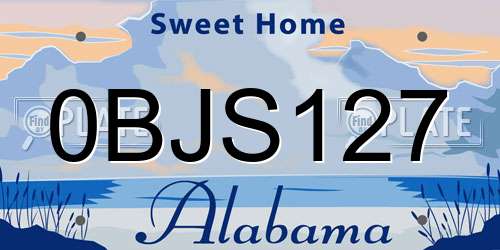0BJS127 Alabama License Plate