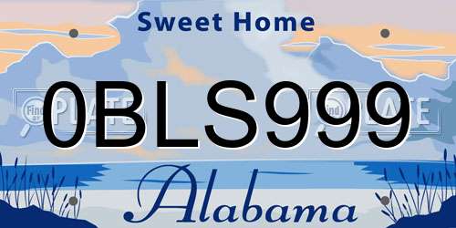 0BLS999 Alabama License Plate