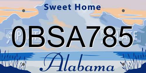 0BSA785 Alabama License Plate
