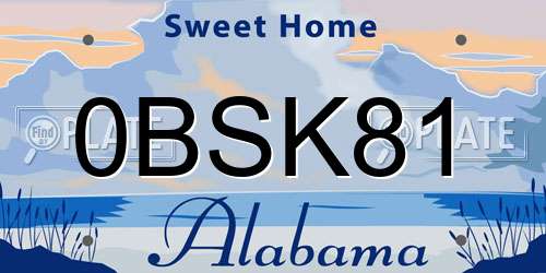 0BSK81 Alabama License Plate