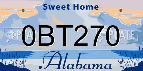 0BT270 Alabama License Plate