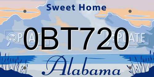 0BT720 Alabama License Plate