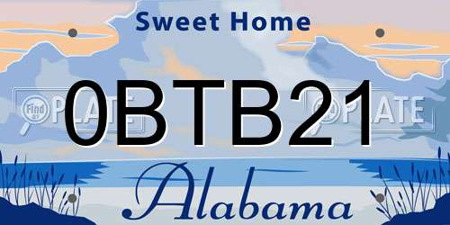 0BTB21 Alabama License Plate