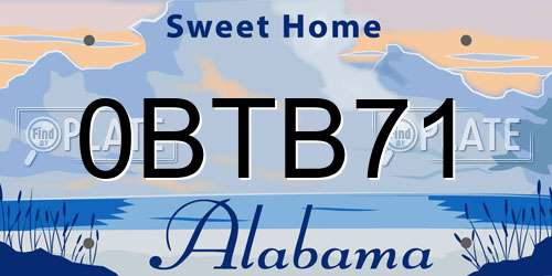 0BTB71 Alabama License Plate