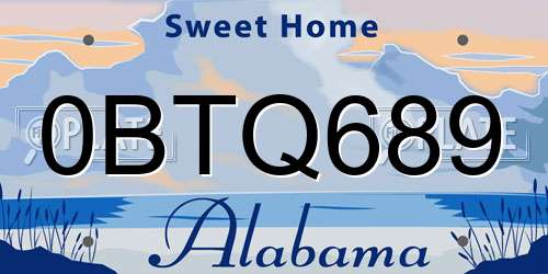 0BTQ689 Alabama License Plate