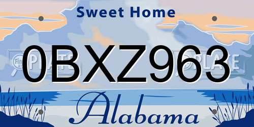 0BXZ963 Alabama License Plate