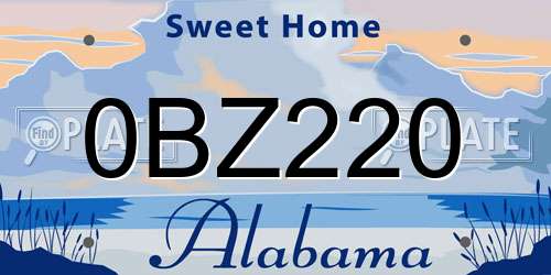 0BZ220 Alabama License Plate