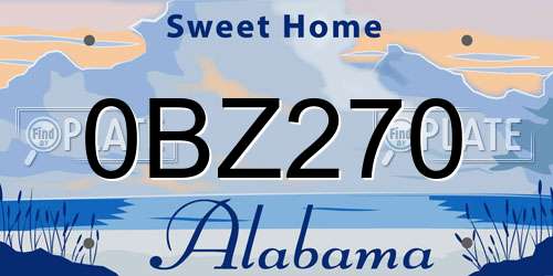 0BZ270 Alabama License Plate