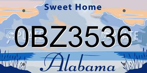 0BZ3536 Alabama License Plate