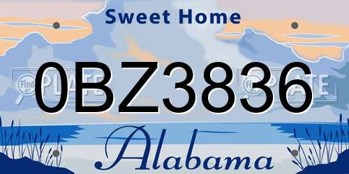 0BZ3836 Alabama License Plate