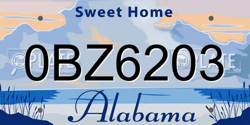 0BZ6203 Alabama License Plate