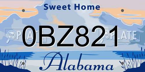 0BZ821 Alabama License Plate
